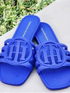 Tommy Hilfiger TH  Logo Slide Sandals green/blue